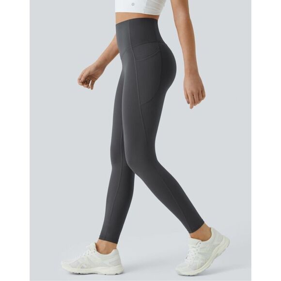 Halara Pants - $45 Halara High Waisted Tummy Control Side Pocket Leggings 7/8 length size large